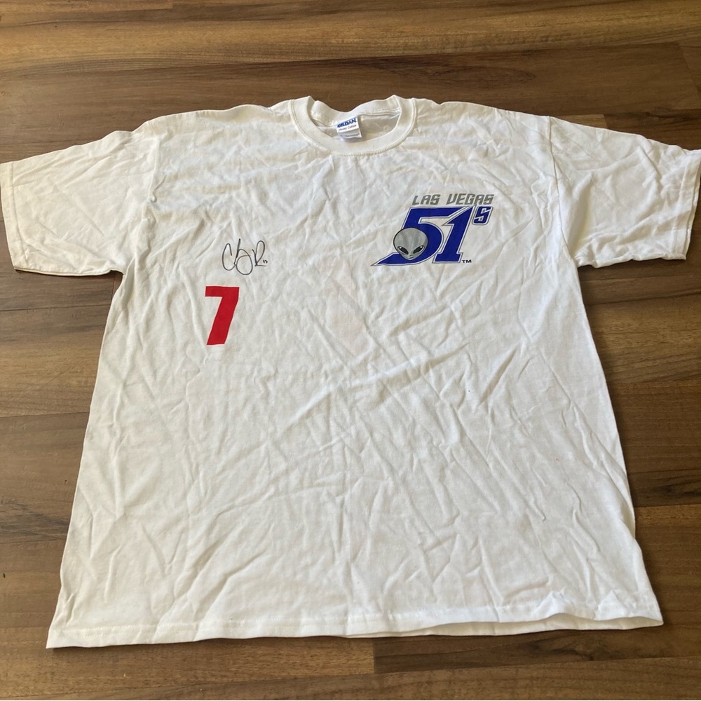Las Vegas 51’s (now aviators) Baseball Team Signed T-shirt Luis Guillorme XL
